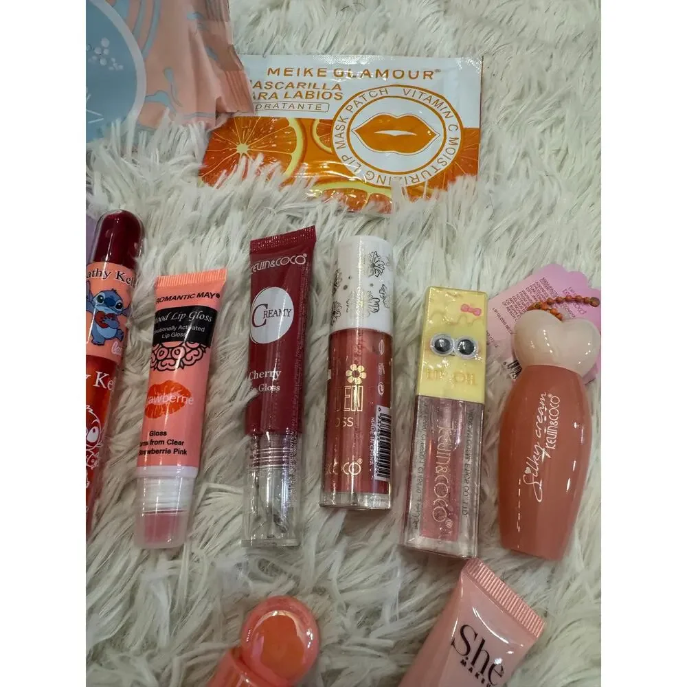 Beauty bundle 12 items wet wipes  eye mask lip gloss lip balm lip oil cream tint
